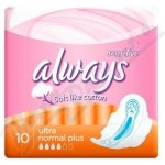 Always Ultra Wings Normal Plus Sensitive hygienické vložky 10 ks – Hledejceny.cz