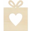 Vánoční dekorace LYMFY | Gift with a heart 9x7 cm | přírodní dřevo