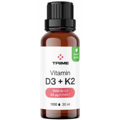 Trime Vitamín D3 + K2, 1000 IU D3 / 25 μg K2-MK7