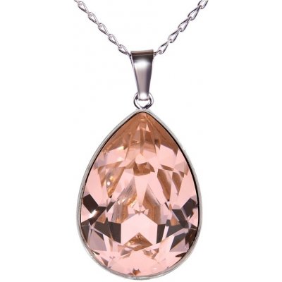 Swarovski Elements Pear stříbrný (přívěsek + řetízek) oranžovo-růžová slzička, kapka 34252.3 Blush rose starorůžová