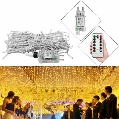 UISEBRT LARS360 LED světelná opona Icicle 10m 400 LED Ice Rain Light Chain pro vnitřní a venkovní zahradní vánoční párty Deco Warm Bílá – Zboží Mobilmania