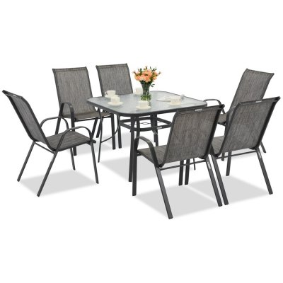 Garden Point zahradní nábytek Modena pro 6 osob se čtvercovým stolem Šedý – Hledejceny.cz