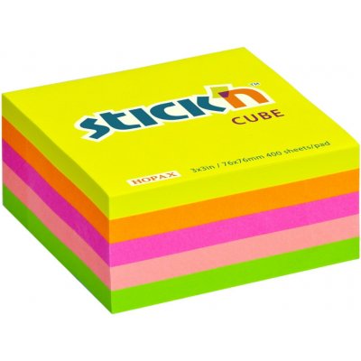 Stick'n 21012 Samolepicí kostka 76x76 mm, 400 lístků, mix barev – Hledejceny.cz