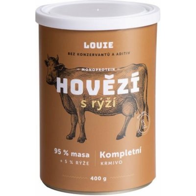 LOUIE konzerva pro psy hovězí a vepřové s rýží 400 g