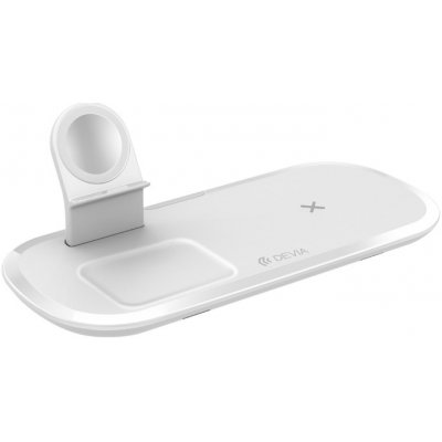 3v1 nabíjecí stanice / stojánek DEVIA pro Apple iPhone + AirPods Qi + Watch - bílá – Zboží Živě
