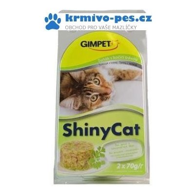 Gimpet kočka ShinyCat tuňak kočičí tráva 2 x 70 g