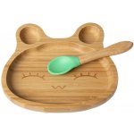 beUnik Dětský bambusový talířek s lžičkou 18 cm zelená – Hledejceny.cz