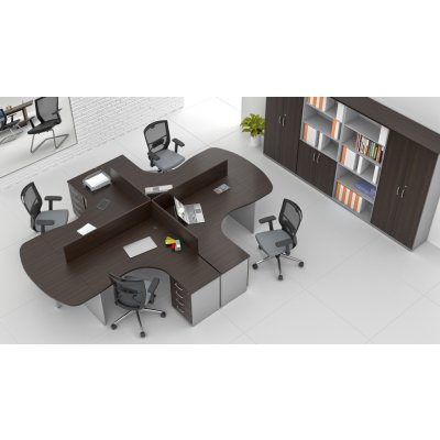 NABYTEK-DESIGNOVY.CZ - ZE 4.12P 07 Sestava kancelářského nábytku Komfort 4.12 kaštan/šedá – Zboží Dáma