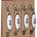 Walteco Set nábytkových úchytek 96mm, antik mosaz/porcelán, kytice, 4 ks 7740 – Sleviste.cz