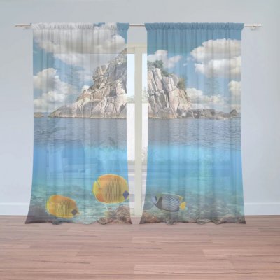 Sablio Záclony Skála v moři: 2ks 150x250cm – Hledejceny.cz