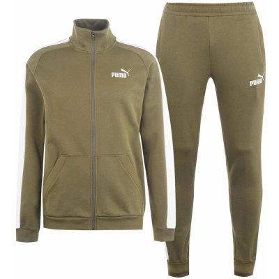 Puma Clean Fleece Tracksuit Mens Olive/White – Zboží Mobilmania