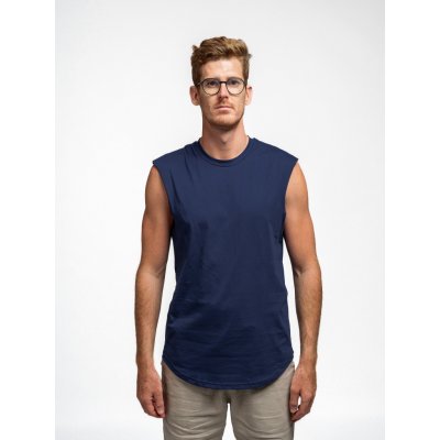TallGuys Pánské prodloužené tričko bez rukávu óčko Navy – Zboží Dáma