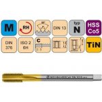 NÁSTROJE CZ Závitník strojní M16x2 ISO2 HSSCo5 TiN DIN 376 C - 3010 - CZZ3010-M16-ISO2