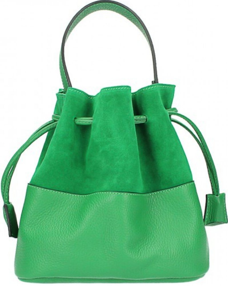 Made In Italy kožená kabelka ve tvaru pytle 645 zelená | Srovnanicen.cz