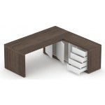 Nábytek Designový cz DLZ7 Manažerská sestava stolu s komodou SOLID Z7 jilm royal bílá – Zboží Dáma