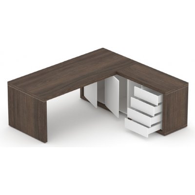 Nábytek Designový cz DLZ7 Manažerská sestava stolu s komodou SOLID Z7 jilm royal bílá – Zboží Dáma