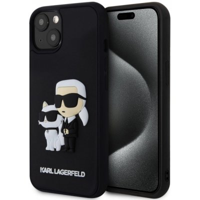 Karl Lagerfeld 3D Rubber Karl and Choupette iPhone 13 černé – Zboží Mobilmania