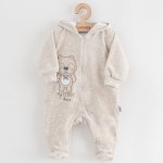 NEW BABY Kojenecký semiškový overal s kapucí New Baby Sweetheart béžový – Zboží Mobilmania