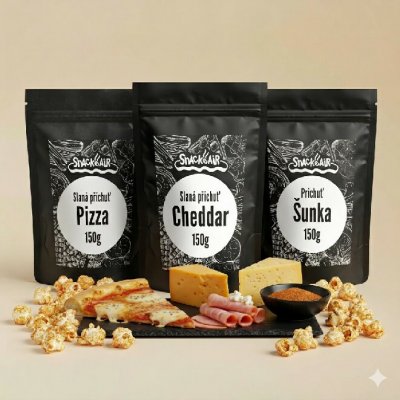 SnackAir Příchutě na popcorn šunka a sýr cheddar pizza 3 x 150 g – Zboží Dáma