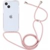 Pouzdro a kryt na mobilní telefon Apple Pouzdro AppleKing transparentní se šňůrkou iPhone 14 Plus - růžovozlaté