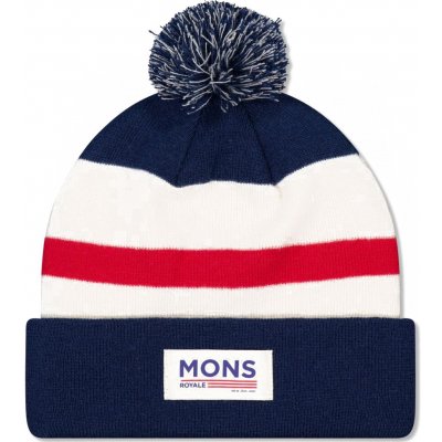 Mons Royale MCCLOUD MERINO POM POM BEANIE Tmavě modrá Bílá Červená – Hledejceny.cz