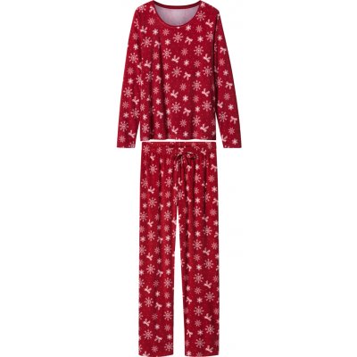 Esmera dámské vánoční velurové pyžamo červená – Zboží Dáma