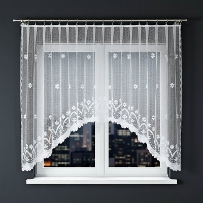 Dekorační oblouková krátká záclona na žabky FLORENTYNA 140 bílá 330x140 cm MyBestHome – Hledejceny.cz