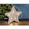 Solight LED vánoční hvězda dřevěný dekor 6LED teplá bílá 2x AAA