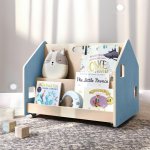 BusyKids Oboustranná Knihovna na kolečkách modrá – Sleviste.cz