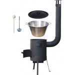 Kessel kotel na guláš nerez 45 l 1,2 mm žáruvzdorná kotlina zesílený rošt 4 mm Plus 600 °C 45 cm Kessel poklice smalt 53 cm naběračka a vařečka 50 cm SUPER PARTY – Zboží Dáma