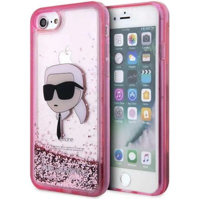 Pouzdro Karl Lagerfeld iPhone 7 / 8 / SE 2020 / 2022 Glitter Karl Head ružové – Zboží Mobilmania