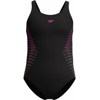 Speedo Plcmt Muscleback Jednodílné dívčí plavky, černá – Zboží Dáma