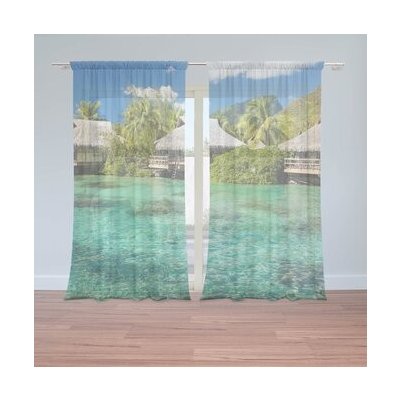 Sablio Záclony Chatky na moři: 2ks 150x250cm – Hledejceny.cz