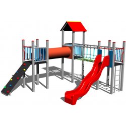 Playground System HŘIŠTĚ sestava se skluzavkou a lanovým mostem 4U305K-15 - celokovová