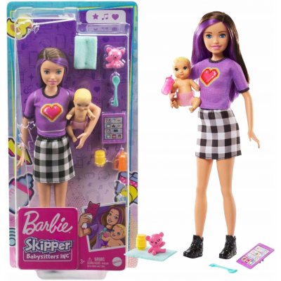 Barbie Panenky Chůva Skipolly Pocketer + miminko a doplňky – Zboží Mobilmania