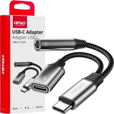 Adaptér USB-C rozdělovací na USB-C + Mini-Jack 3,5mm 10cm AMiO-04295, , , – Zboží Živě