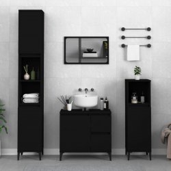Nábytek XL Koupelnová skříňka černá 30 x 30 x 190 cm kompozitní dřevo