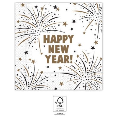 Procos Papírové ubrousky Happy New Year ohňostroj 33x33cm 20ks – Sleviste.cz