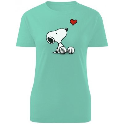 Tričko s potiskem Snoopy a srdce dámské Mentolová – Hledejceny.cz
