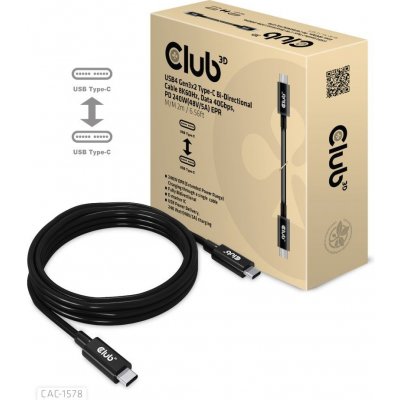 Club3D CAC-1578 USB4.0, USB-C -> USB-C, 40Gbps, PD240W, 2m – Zboží Mobilmania