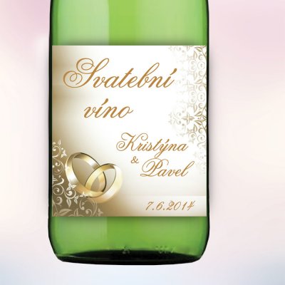 Etiketa na víno ZLATÉ PRSTENY 9 x 10 cm - zlatá (6 ks/bal) – Zboží Dáma
