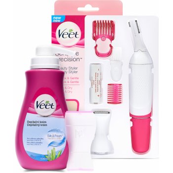 Veet Sensitive Precision elektrický zastřihovač + Silk & Fresh depilační krém pro citlivou pokožku 100 ml dárková sada