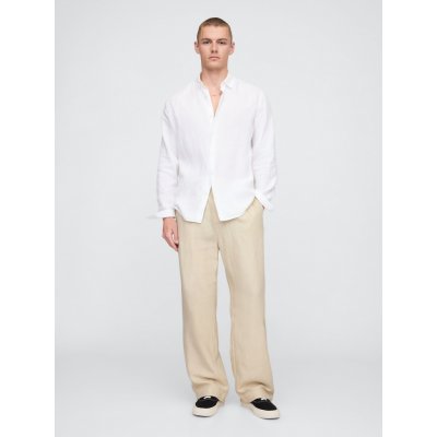 GAP Lněné kalhoty '90s Loose Unisex Béžová – Sleviste.cz