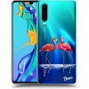 Pouzdro a kryt na mobilní telefon Huawei Picasee silikonový průhledný obal pro Huawei P30 - Flamingos pár