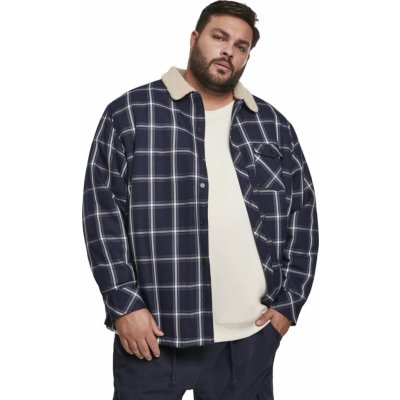 Urban Classics Sherpa Lined Shirt jacket navy/wht – Zboží Mobilmania