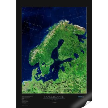 Albedo39 Skandinávie - satelitní mapa 70 x 100 cm Varianta: bez rámu v tubusu, Provedení: papírová mapa