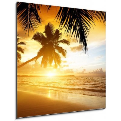 Obraz 1D - 50 x 50 cm - sunset on the beach of caribbean sea západ slunce na pláži karibského moře – Sleviste.cz