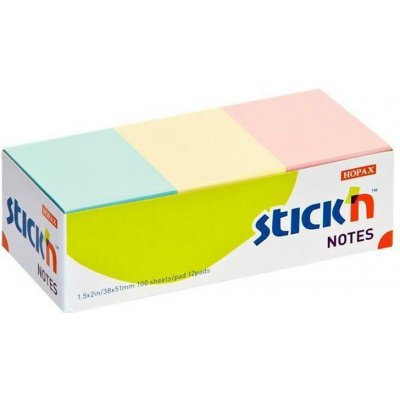 STICK N Samolepicí bloček, mix pastelový barev, 38 x 51 mm, 12x 100 listů, STICK N 21004 ,balení 1200 ks – Hledejceny.cz