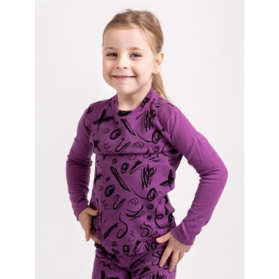 UNUO Unuo Dětské merino triko s dlouhým rukávem Nature Ostružinová – Zboží Dáma