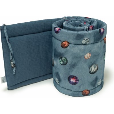 ESITO Luxusní mantinel mušelín do postýlky Planets modrá – Zboží Mobilmania